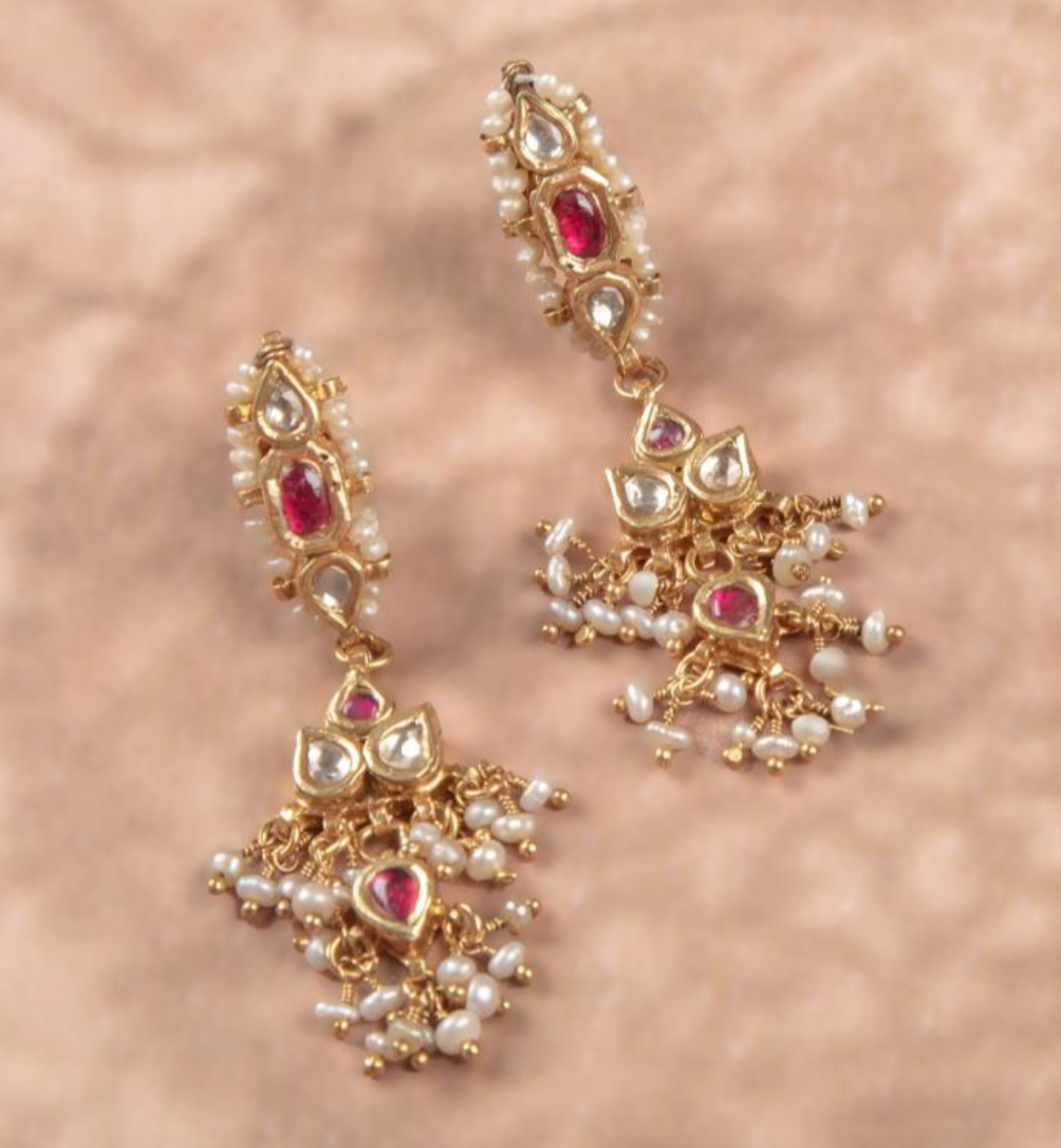 925 Silver Asmi Ruby Polki Earring