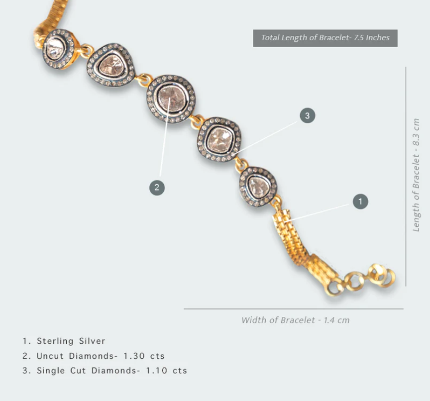 925 Silver Ahana Uncut Diamond Everyday Bracelet