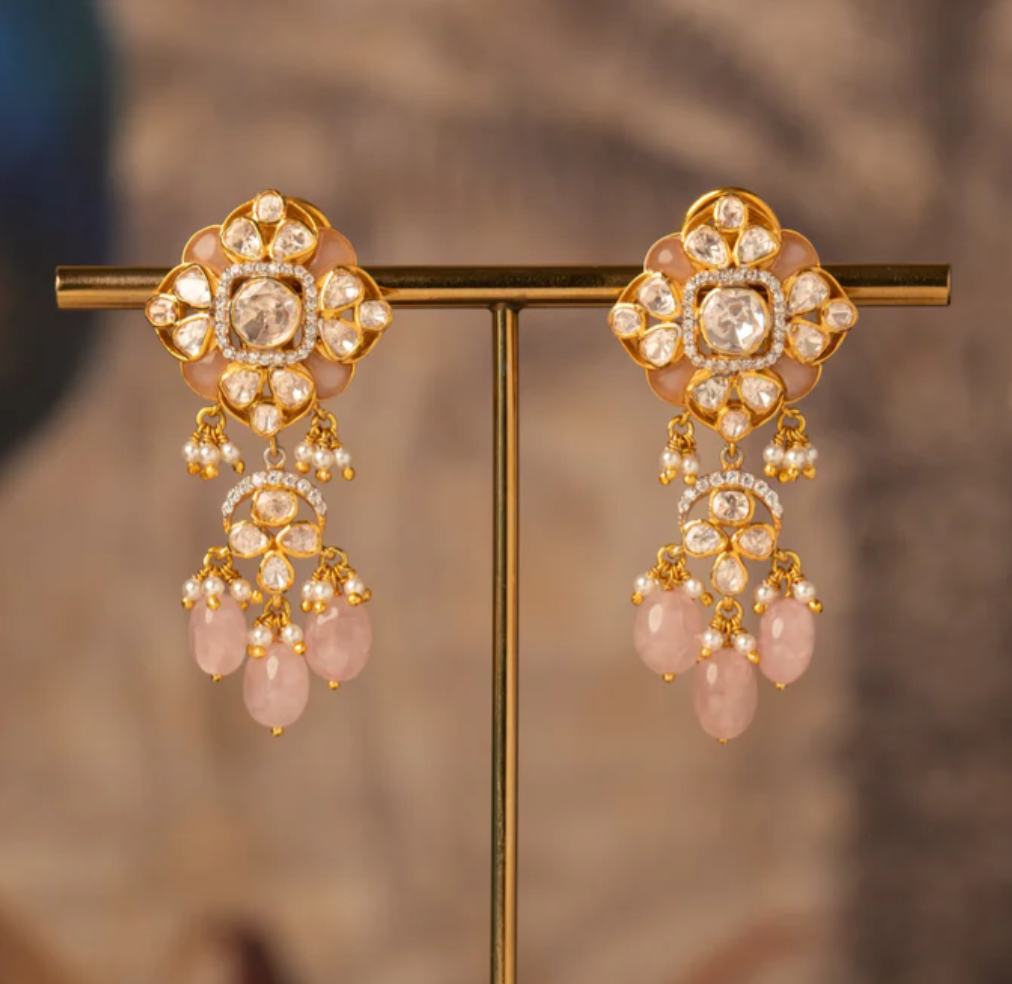 925 Silver Gulaab Polki Earring