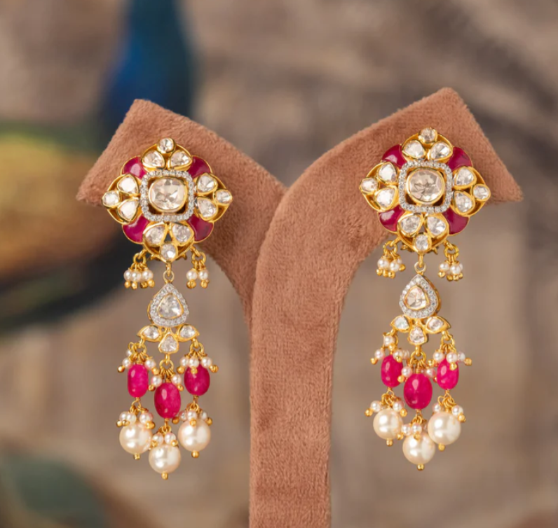 925 Silver Rubaani Polki Earring