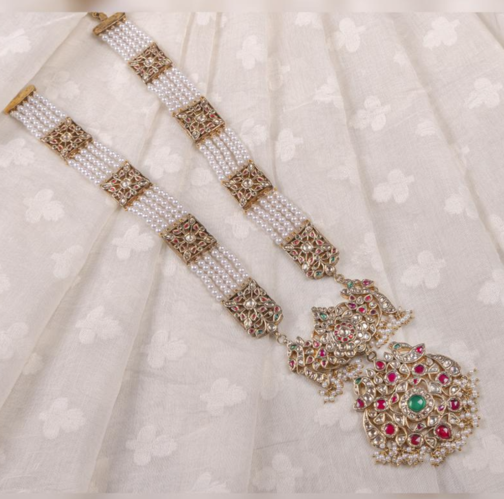 925 Silver Ragini Kundan Rani Haar Necklace Set