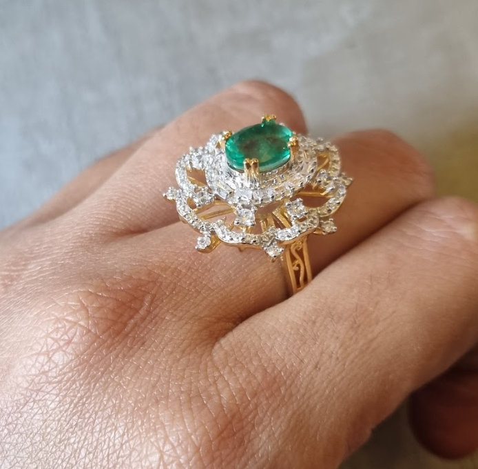 925 Silver Yona Emerald CZ Ring