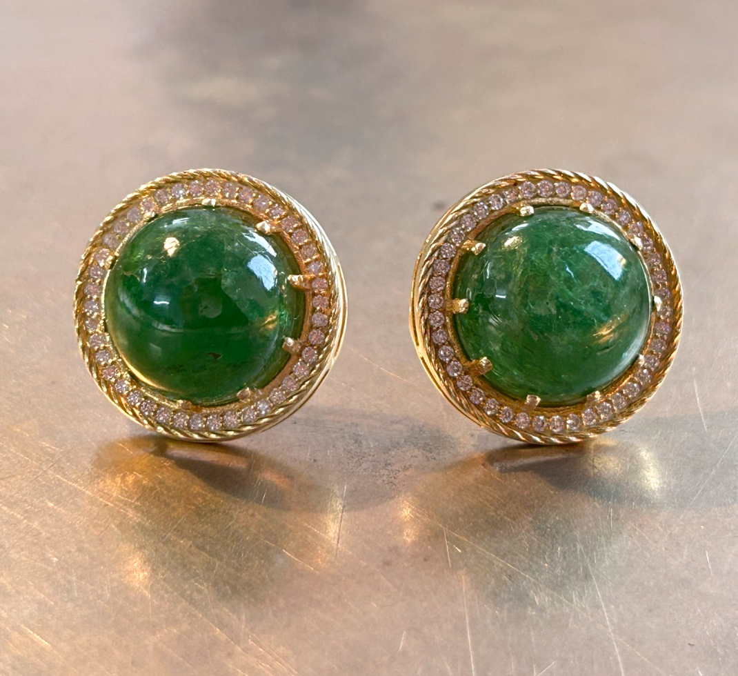 925 Silver Tsavorite Moissanite Stud Earring