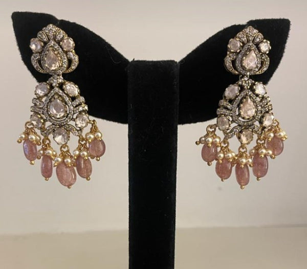 925 Silver Saba Polki Chandbali Earring - Amrrutam 