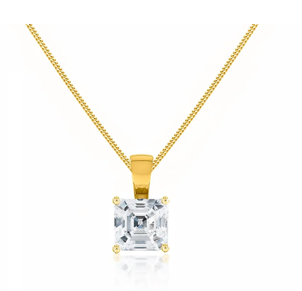 14K Gold Graffiti Lab Diamond Solitaire Pendant Necklace